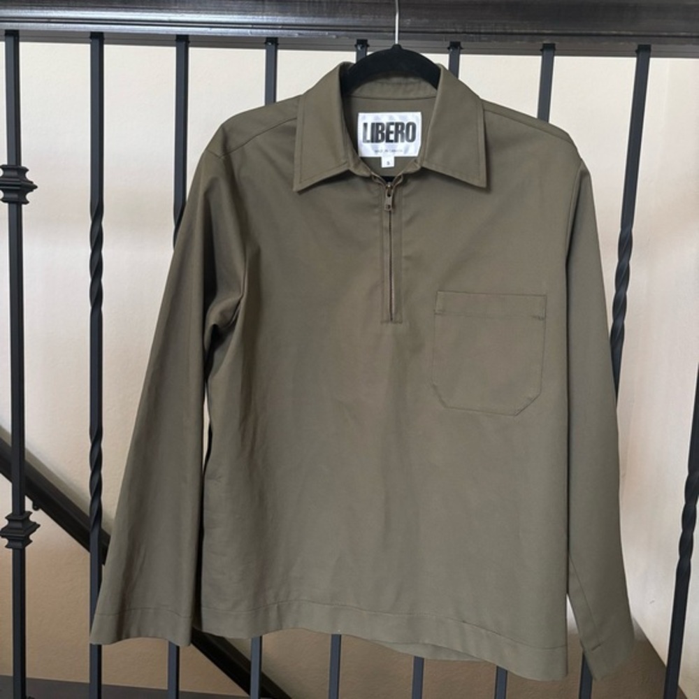 Libero Lido In Olivia Quarter Zip Long Sleeve Olive Green Shirt Men's Size Small